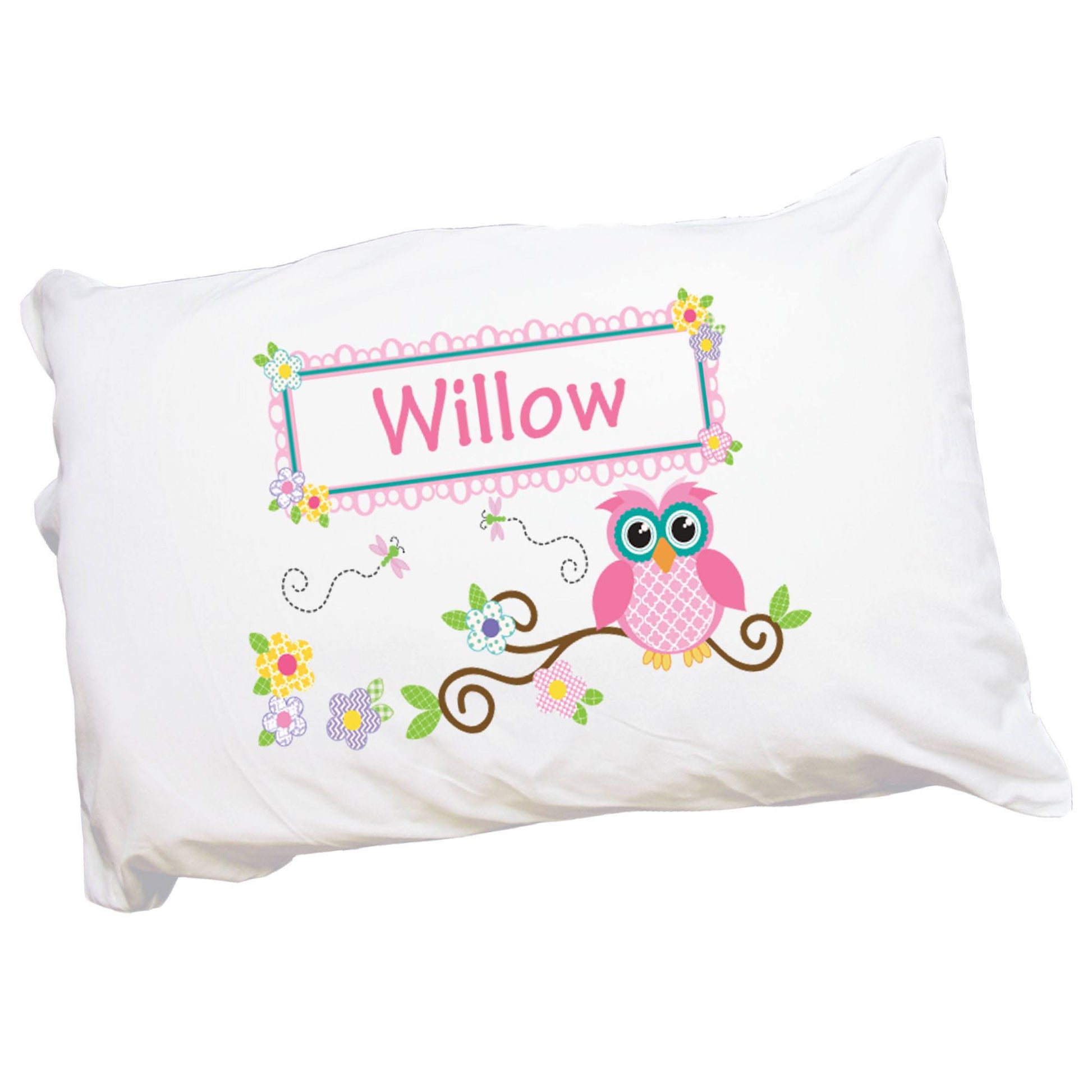 Personalized Girl's Calico Owl Pillowcase - MyBambino.com