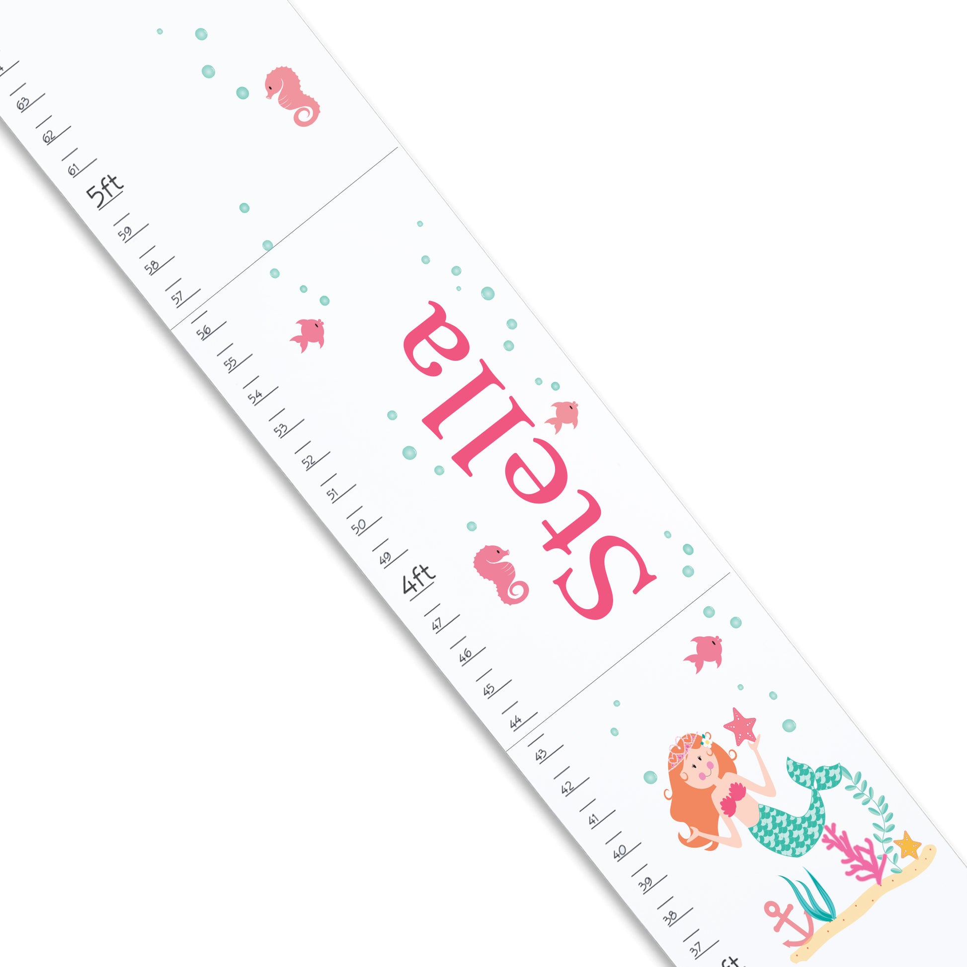 Red Hair Mermaid White Growth Chart - MyBambino.com