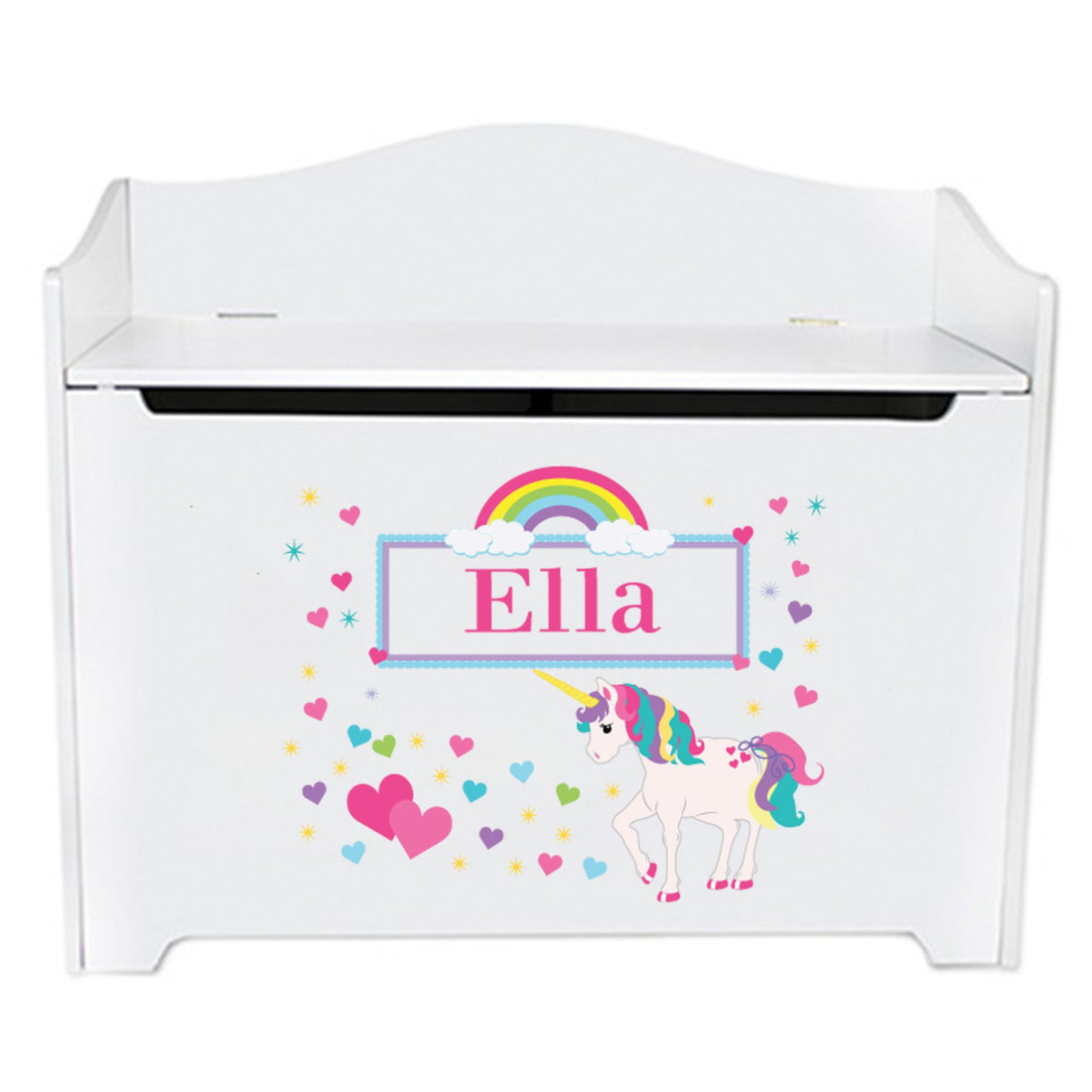 White Toy Box Bench - Unicorn - MyBambino.com