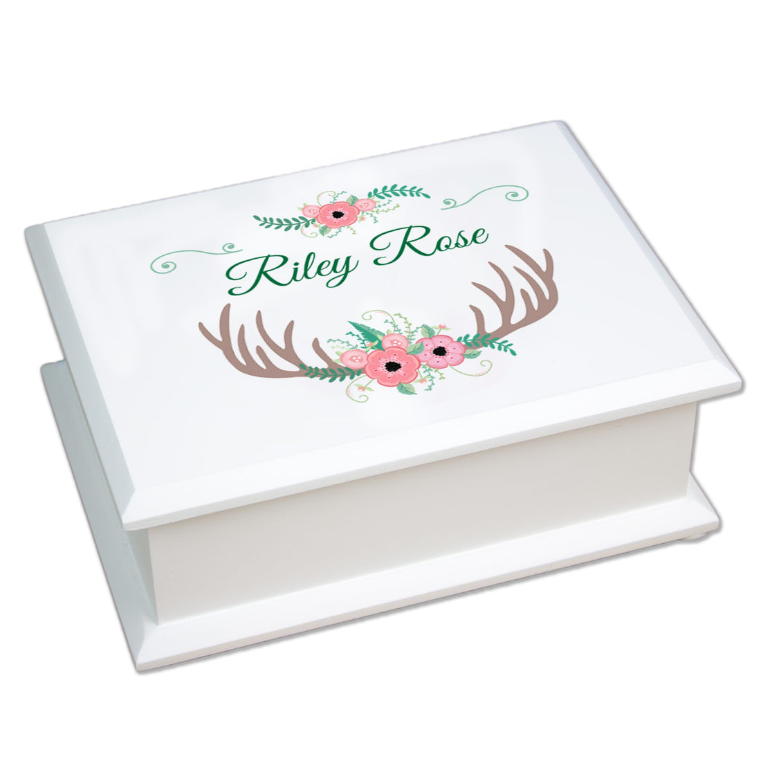 Lift Top Jewelry Box - Floral Antler - MyBambino.com