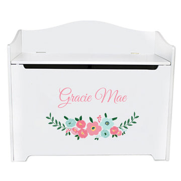 Personalized White Toy Box Bench 2.0 - MyBambino.com