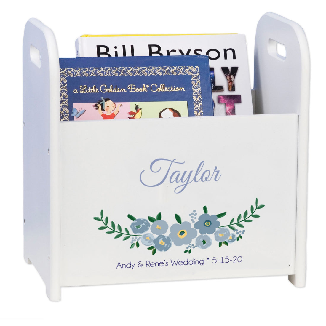 Personalized Book Caddy - Blue Spring Floral - MyBambino.com