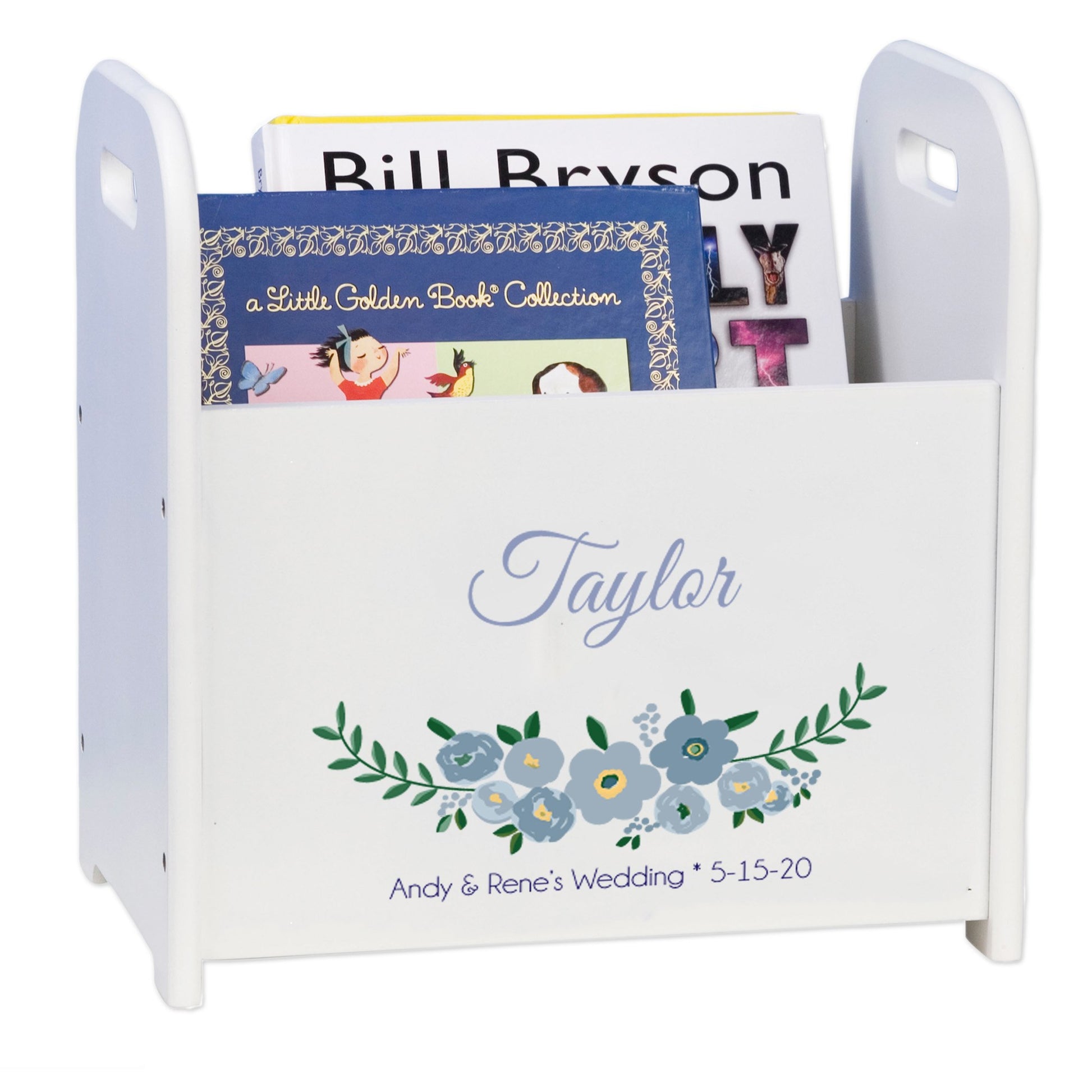 Personalized Book Caddy - Blue Spring Floral - MyBambino.com