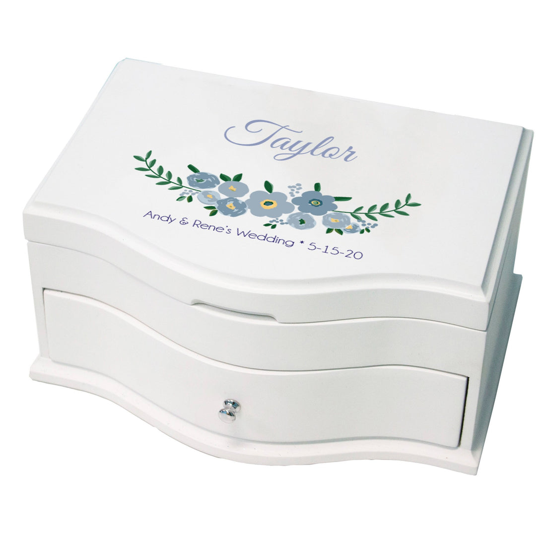 Personalized Princess Jewelry Box - Blue Spring Floral - MyBambino.com