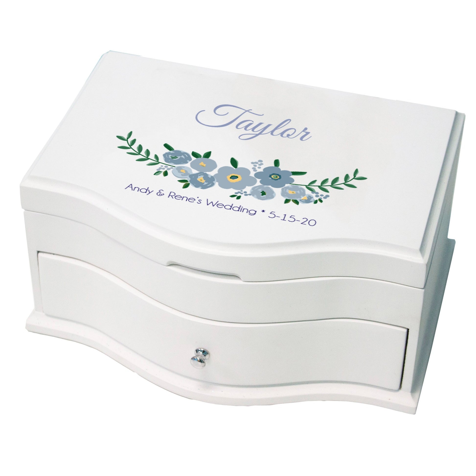 Personalized Princess Jewelry Box - Blue Spring Floral - MyBambino.com