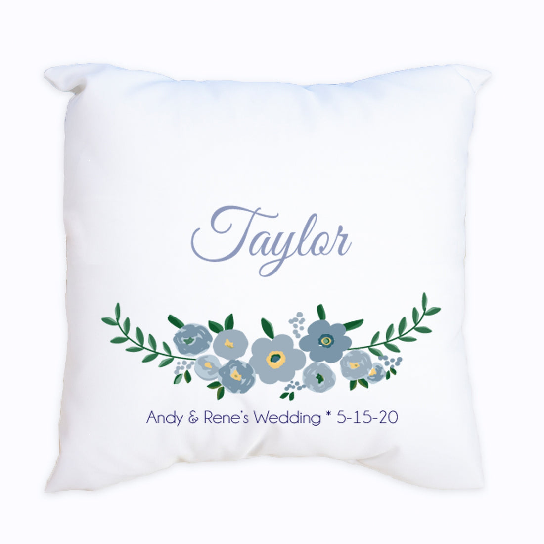 Personalized Throw Pillow - Blue Spring Floral - MyBambino.com