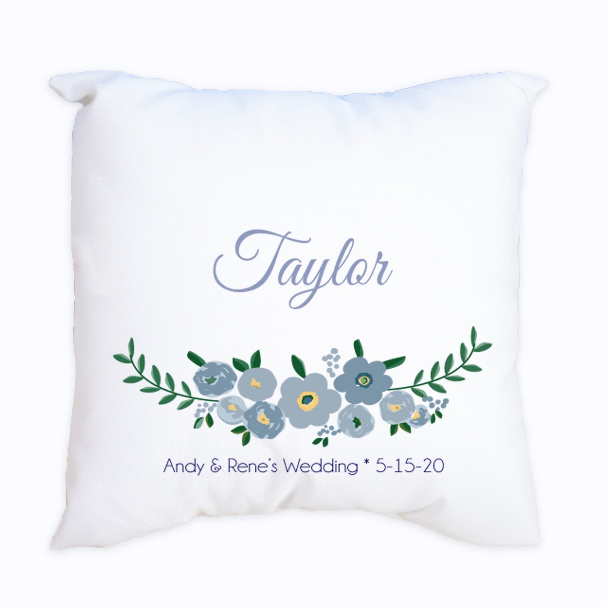 Personalized Throw Pillow - Blue Spring Floral - MyBambino.com