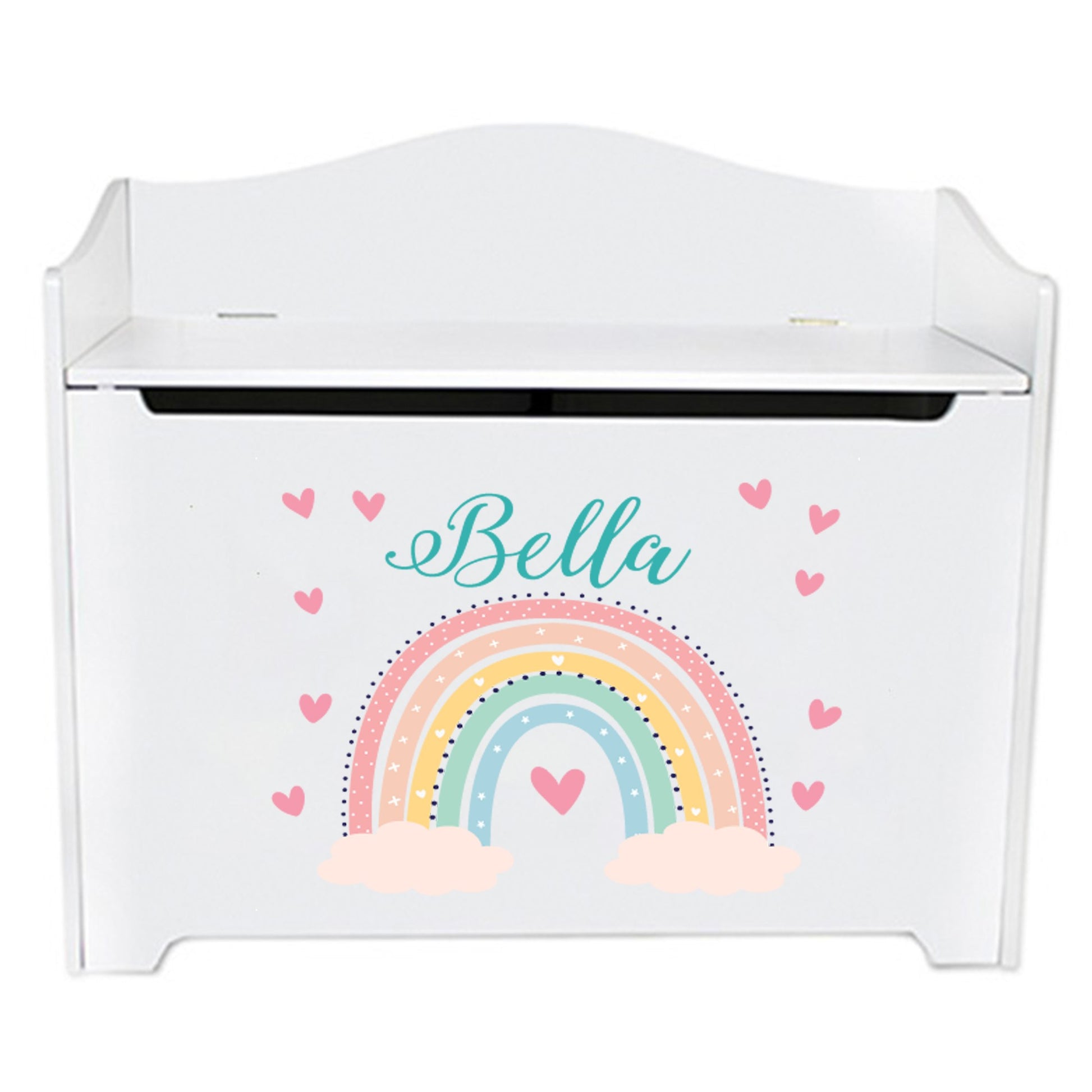 Personalized White Toy Box Bench 2.0 - MyBambino.com