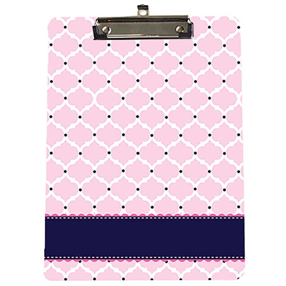 Personalized Pink & Navy Moroccan Beads Clipboard