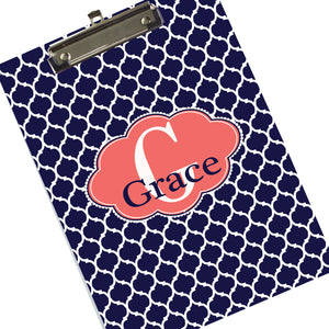 Personalized Navy Blue Moroccan Clipboard