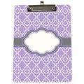 Monogrammed Lavender & Gray Quatrefoil Clipboard