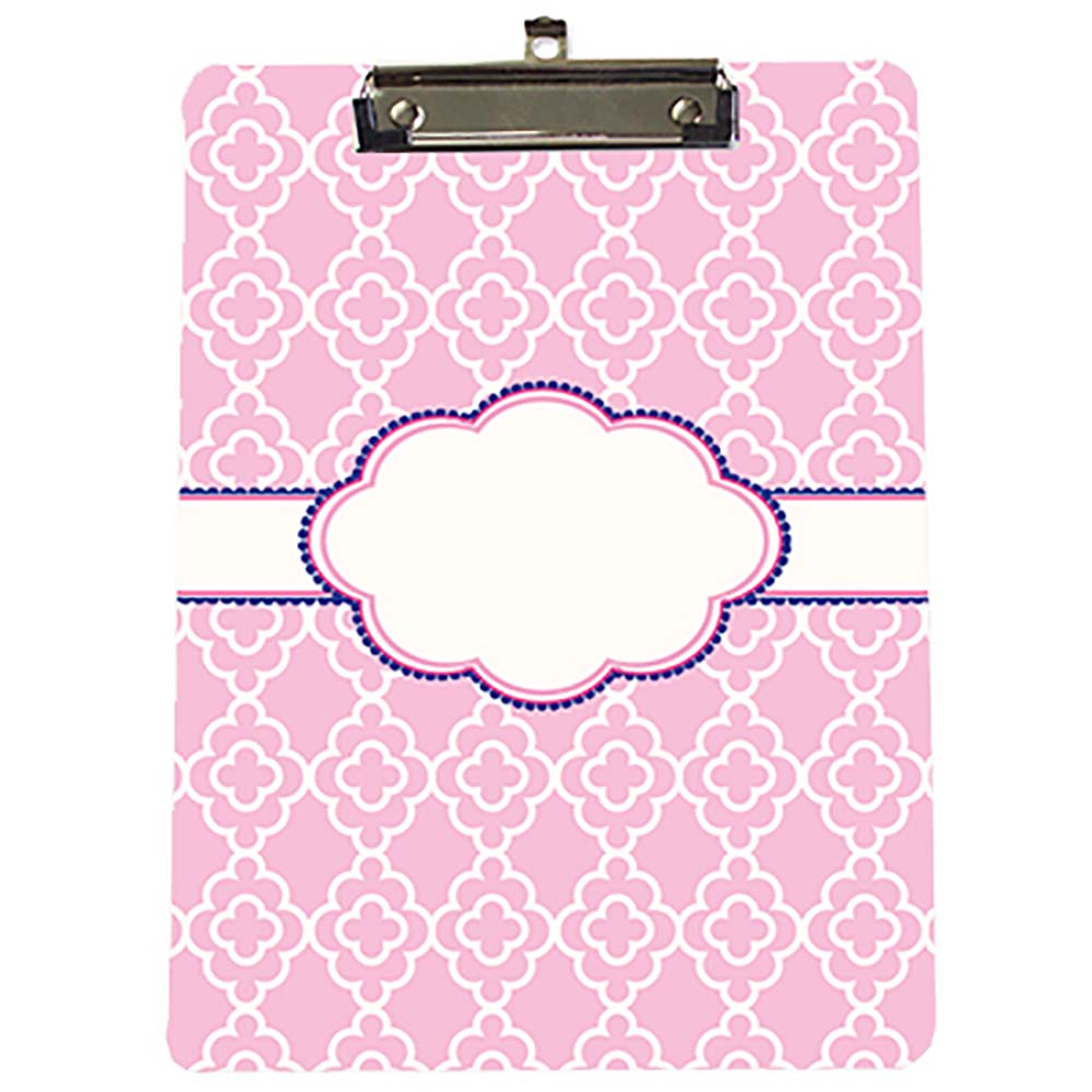 Custom Pink & Navy Quatrefoil Clipboard