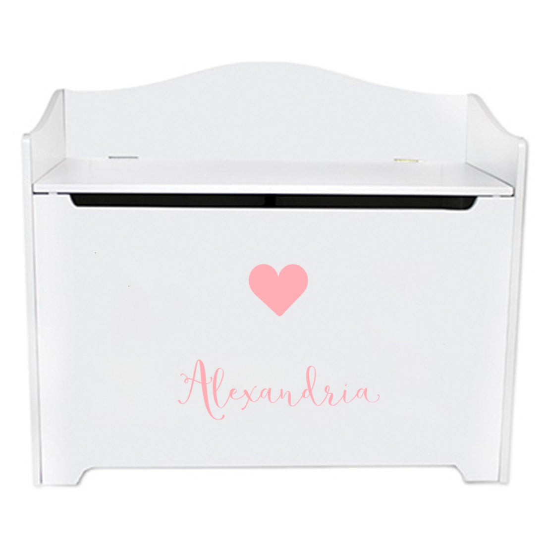 White Toy Box Bench - Pink Heart - MyBambino.com