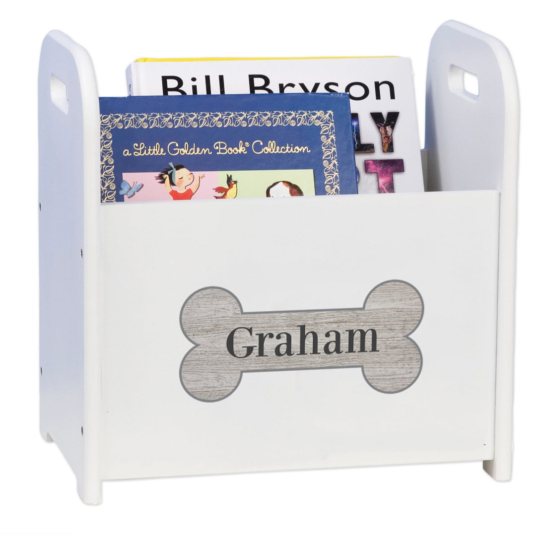 Personalized Book Caddy - Wood Dog Bone - MyBambino.com