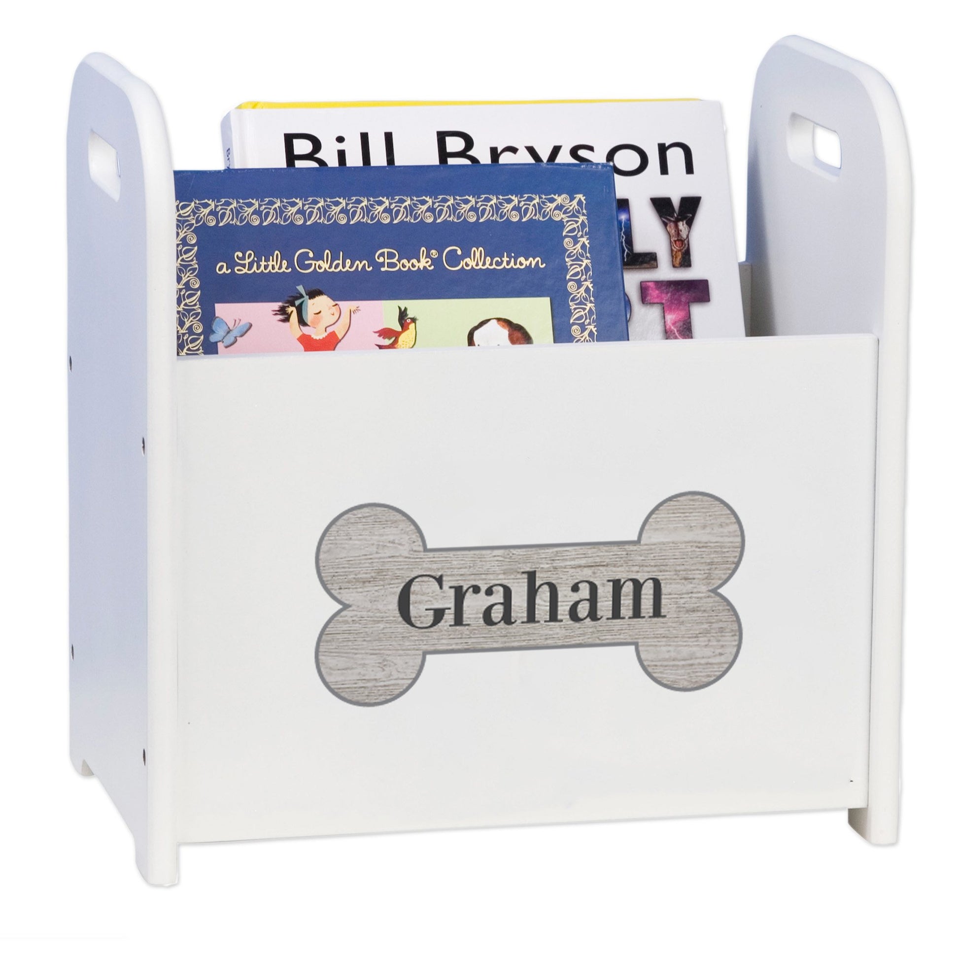 Personalized Book Caddy - Wood Dog Bone - MyBambino.com