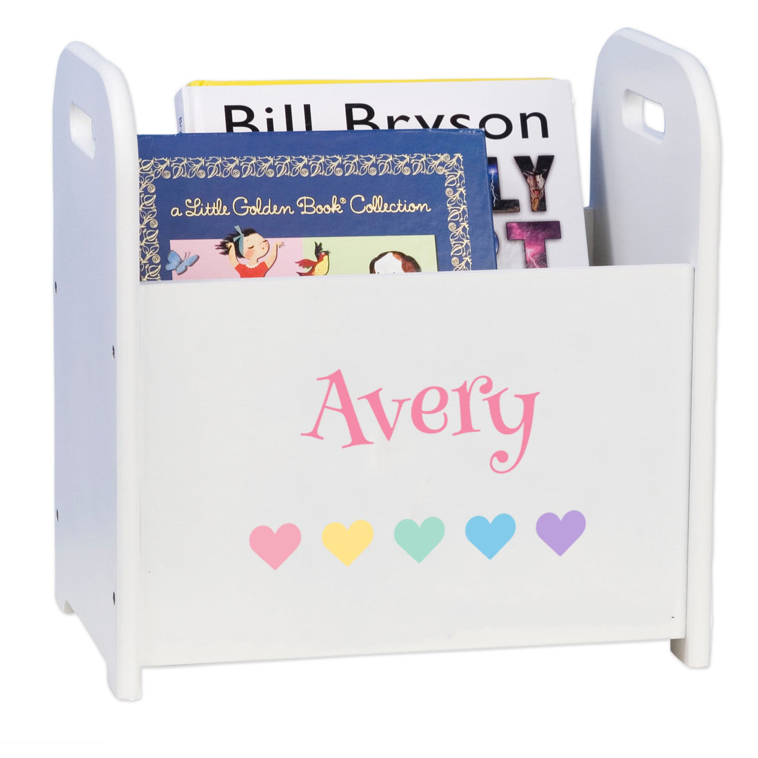 Personalized Multihearts White Book Caddy - MyBambino.com