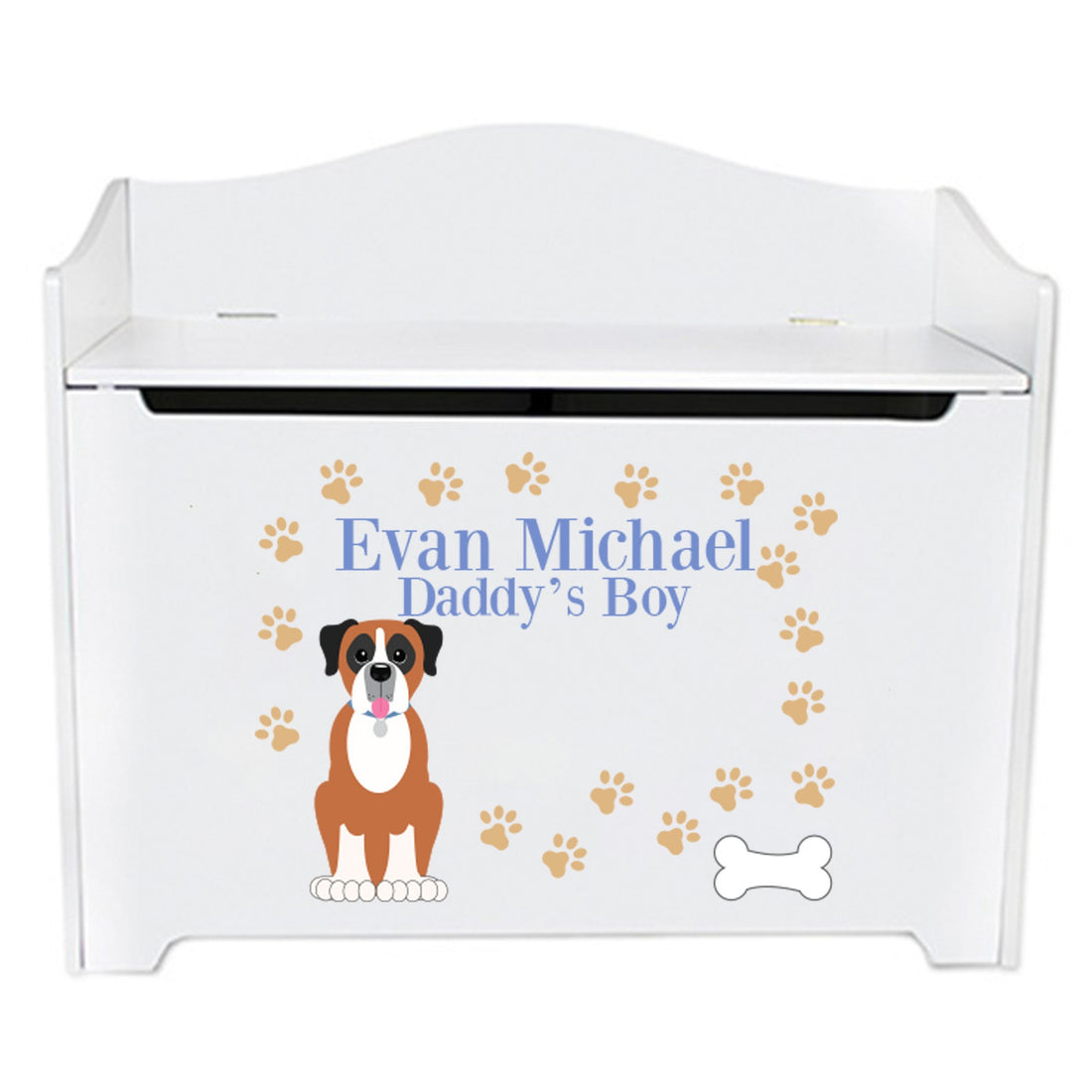 Personalized Dog Breed Toy Box Bench
