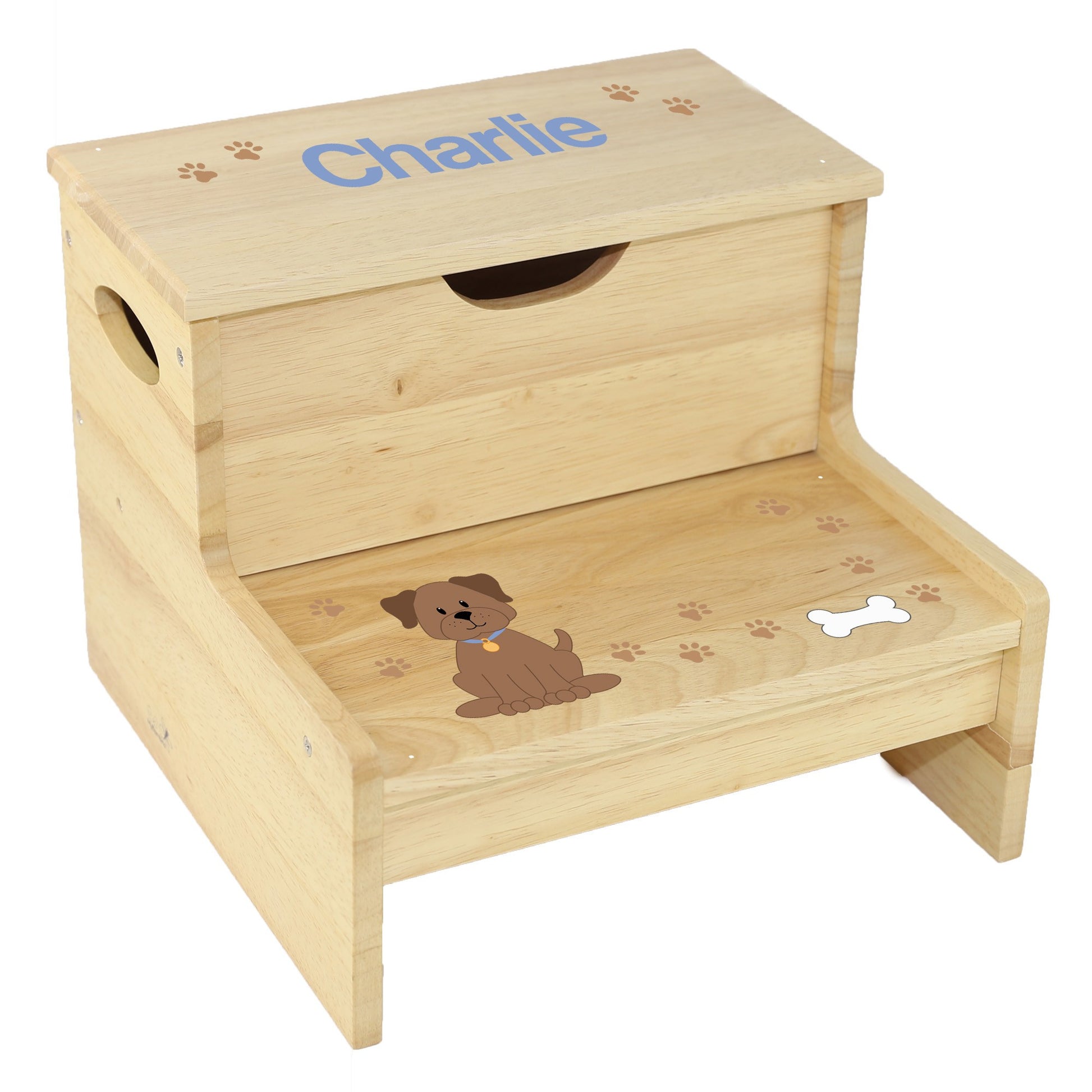Natural Storage Step Stool - Dog Breed - MyBambino.com