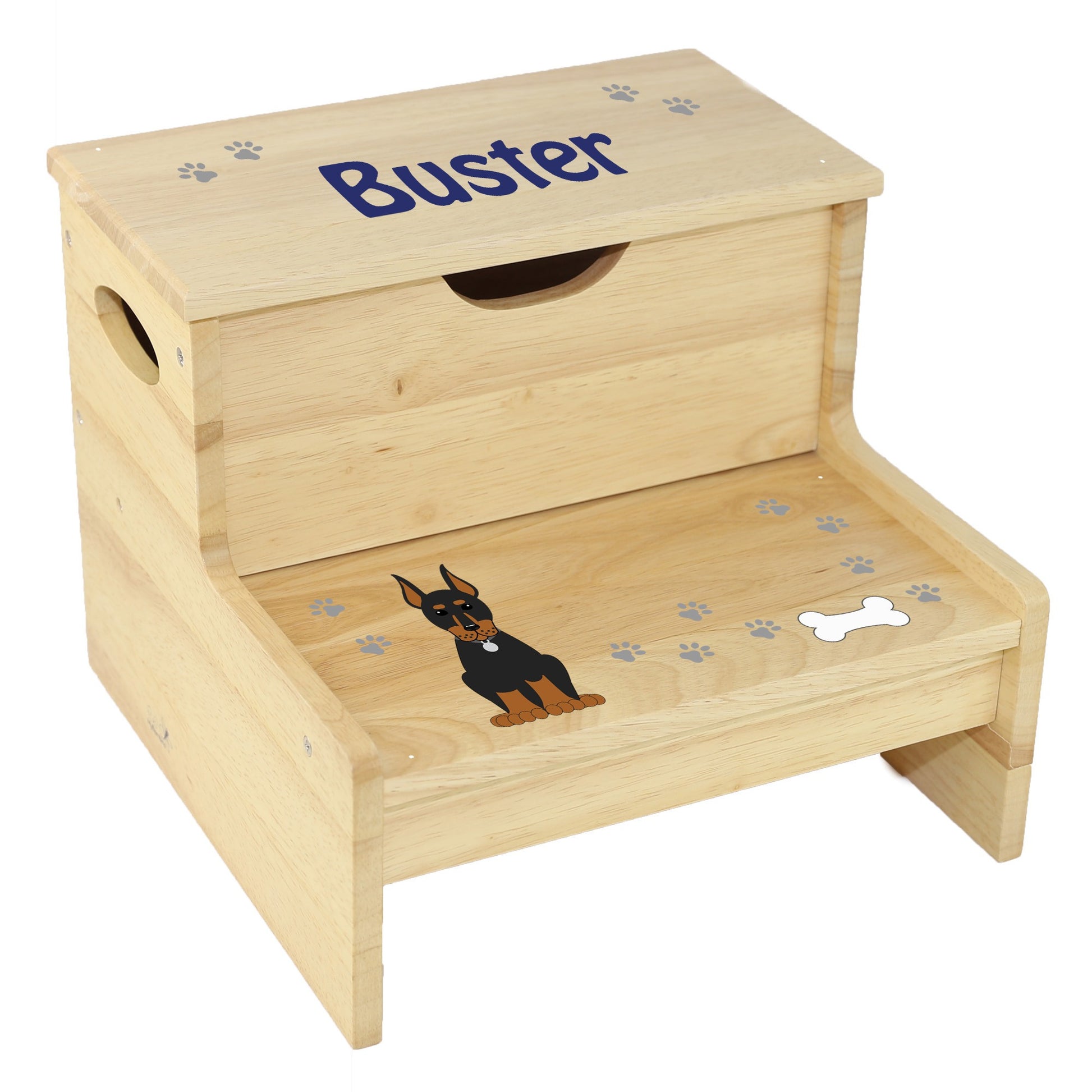 Natural Storage Step Stool - Dog Breed - MyBambino.com