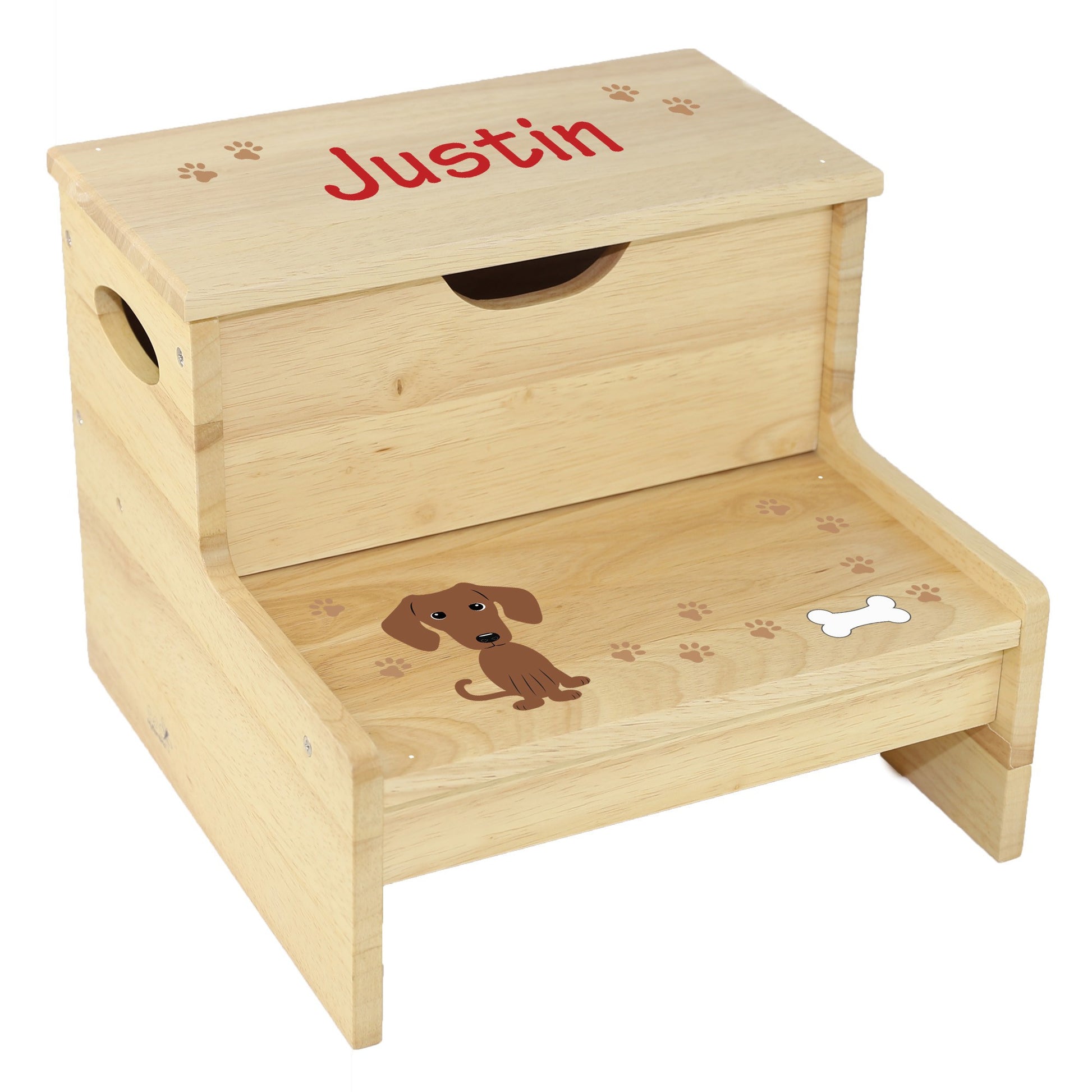 Natural Storage Step Stool - Dog Breed - MyBambino.com