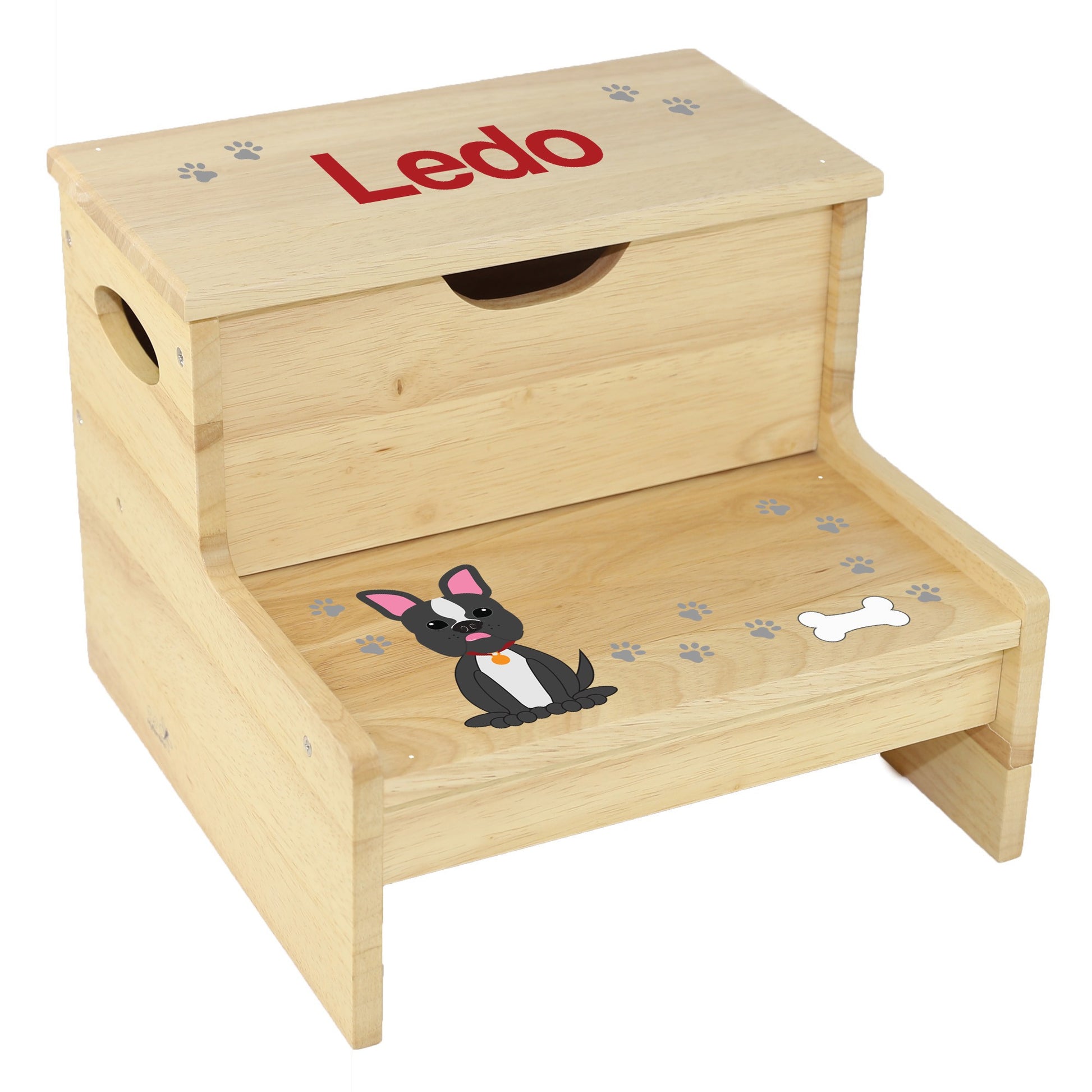Natural Storage Step Stool - Dog Breed - MyBambino.com