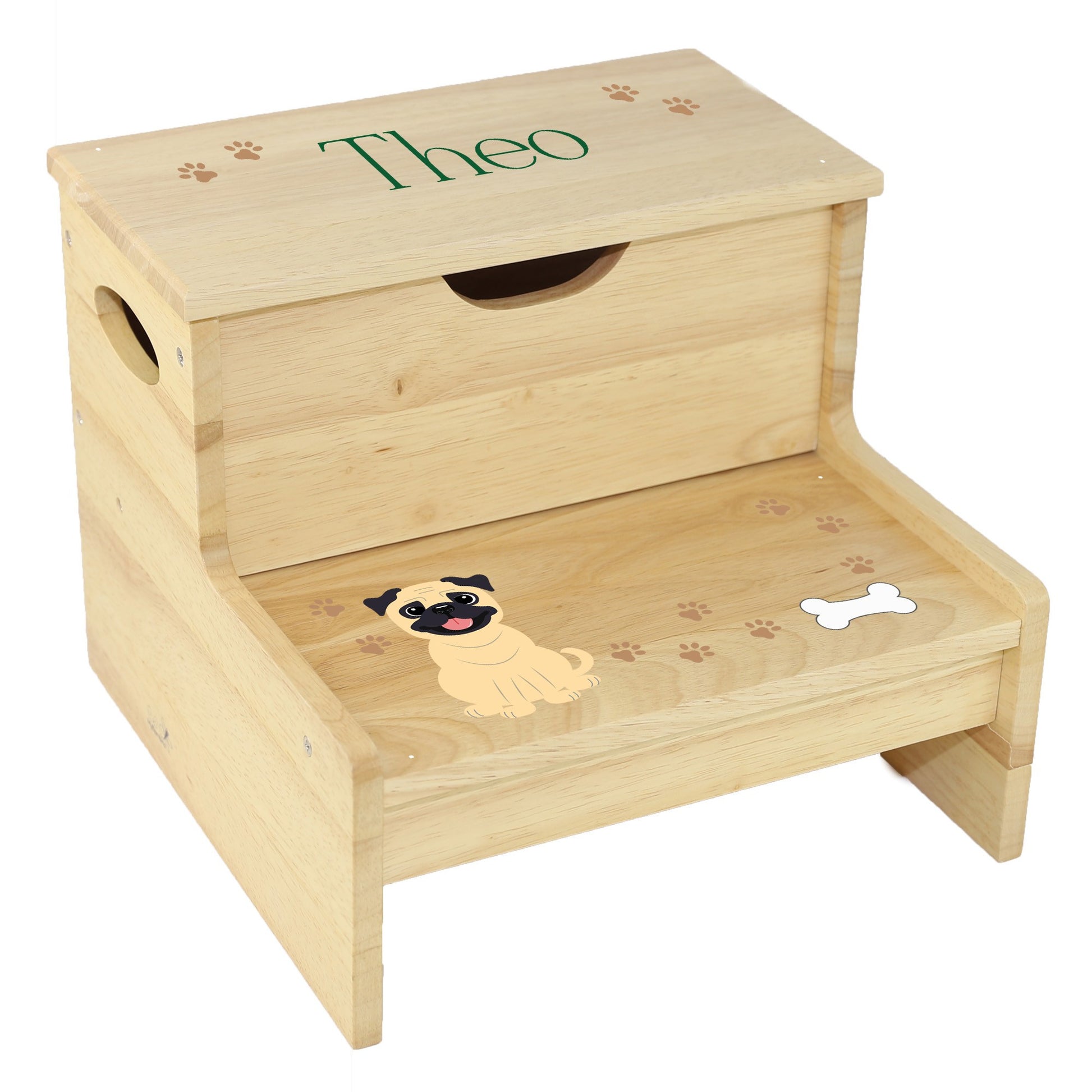 Natural Storage Step Stool - Dog Breed - MyBambino.com