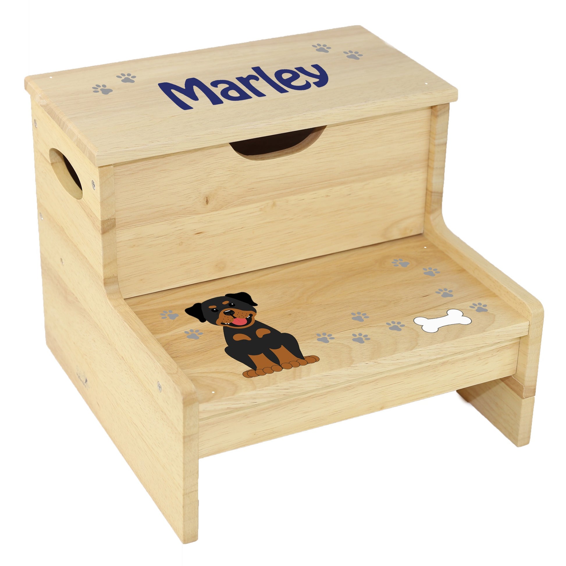 Natural Storage Step Stool - Dog Breed - MyBambino.com