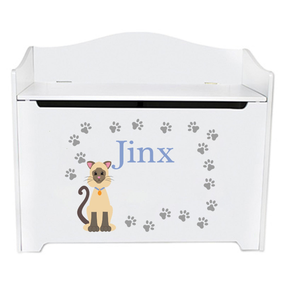 Personalized White Toy Box Bench - Pet Breed Designs - MyBambino.com