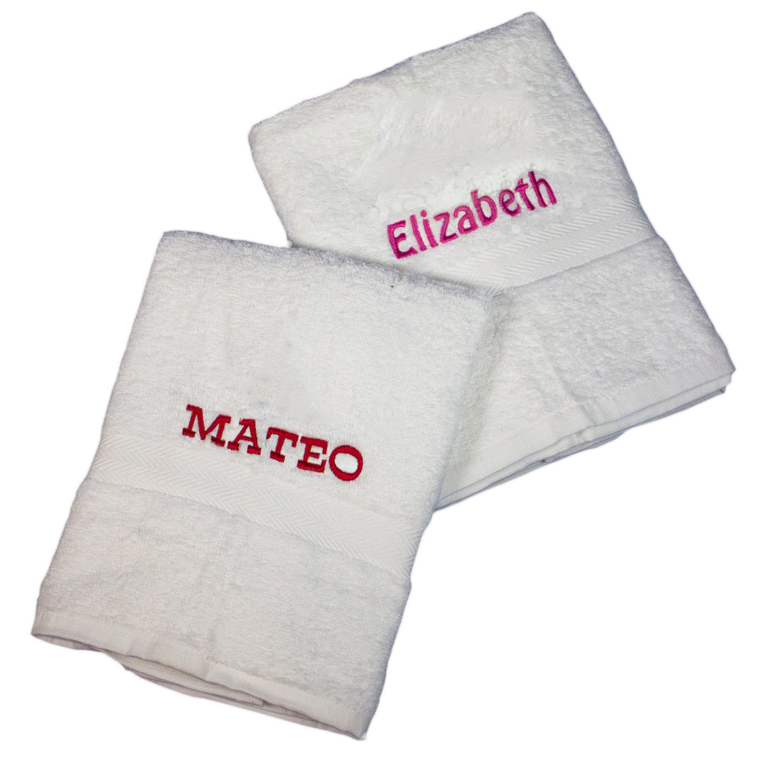 Embroidered White Bath Towel - name - MyBambino.com