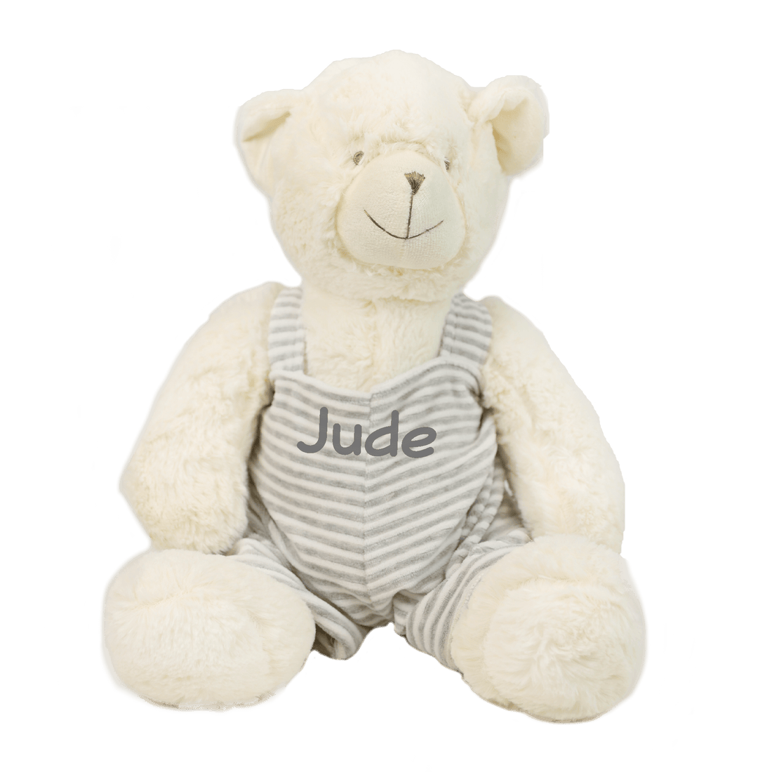 Embroidered Plush Teddy Bear in Overalls - 19" Grey - MyBambino.com