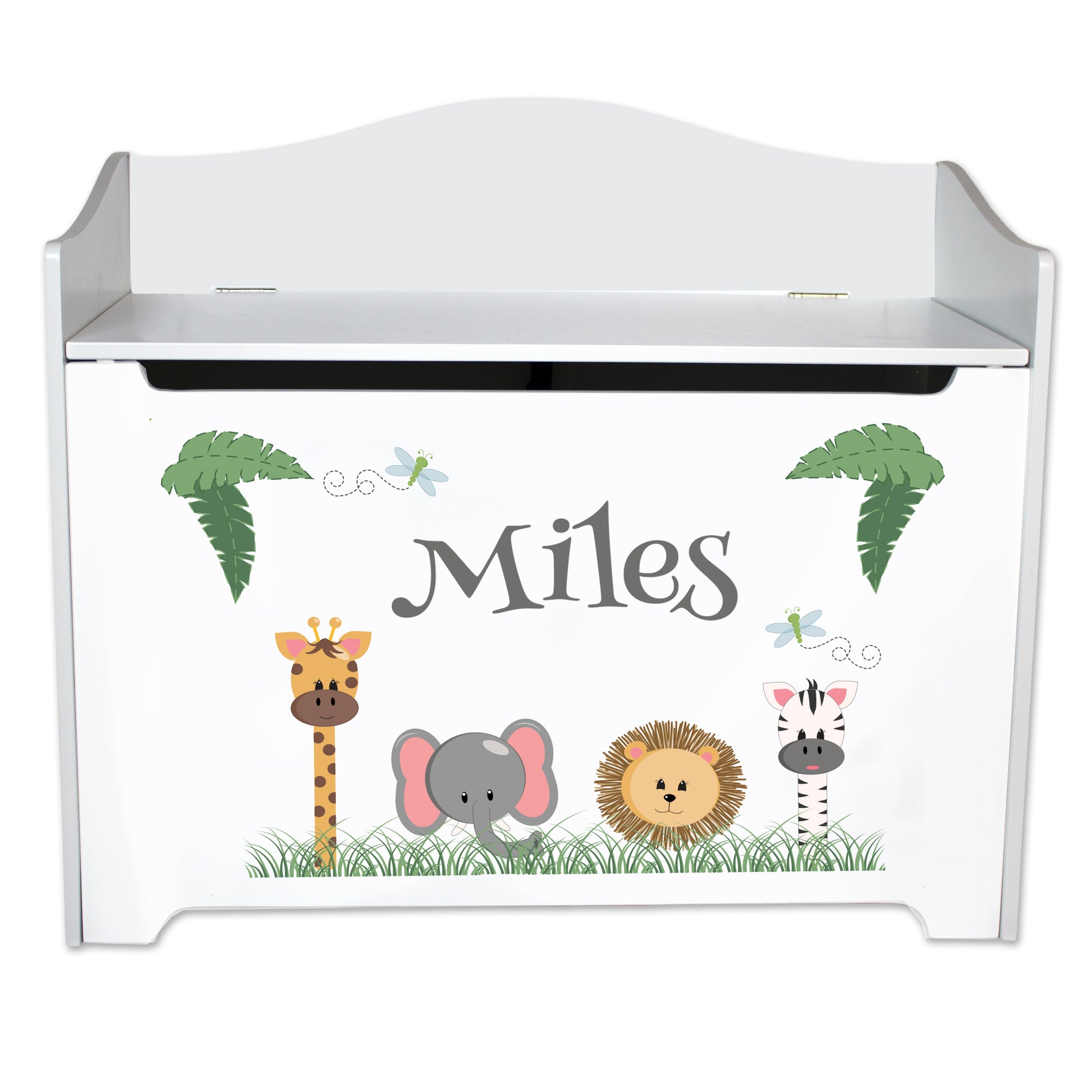 Personalized White Toy Box Bench 2.0 - MyBambino.com