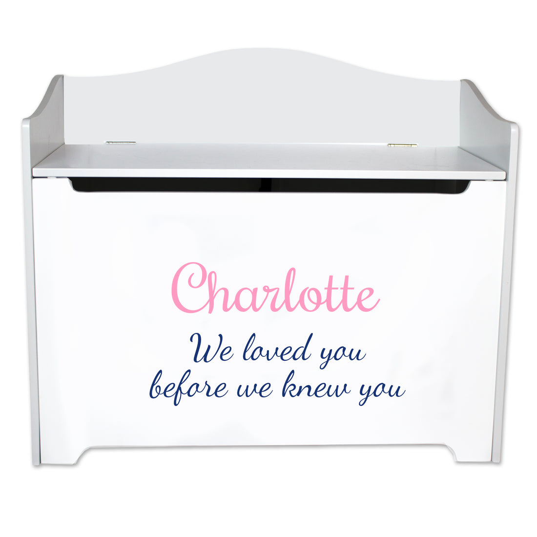 White Toy Box Bench - Name Only - MyBambino.com
