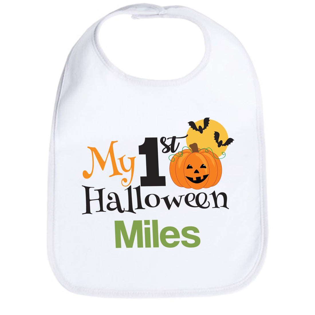 Personalized 1st Halloween Pumpkin Bib - MyBambino.com