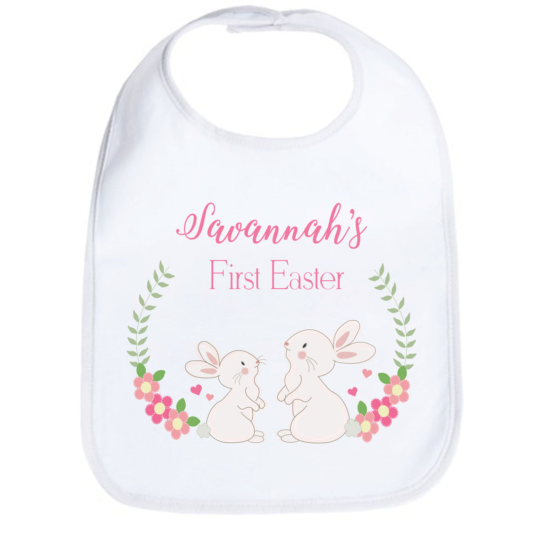 Personalized Floral Bunny Bib - MyBambino.com
