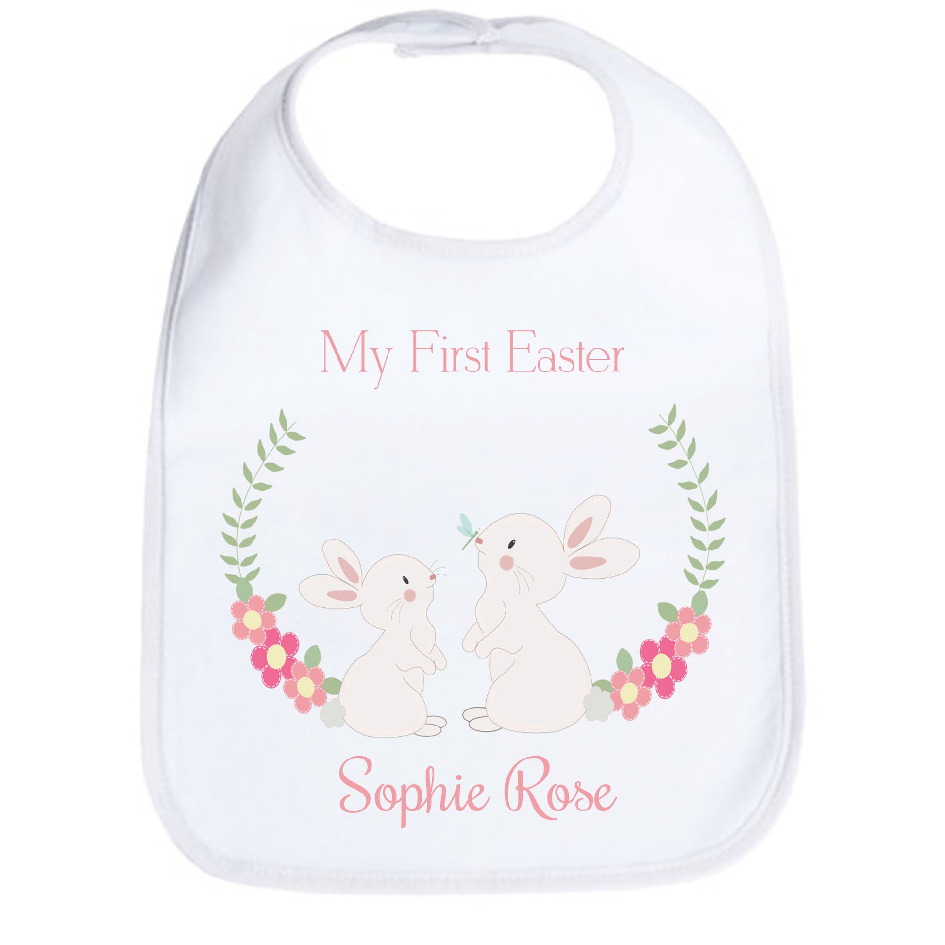 Personalized Floral Bunny Bib - MyBambino.com