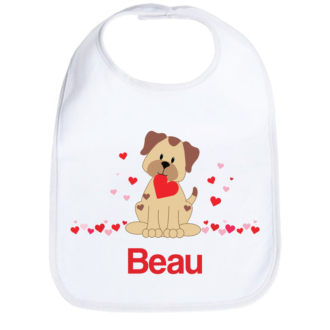 Personalized Puppy Love White Bib - MyBambino.com