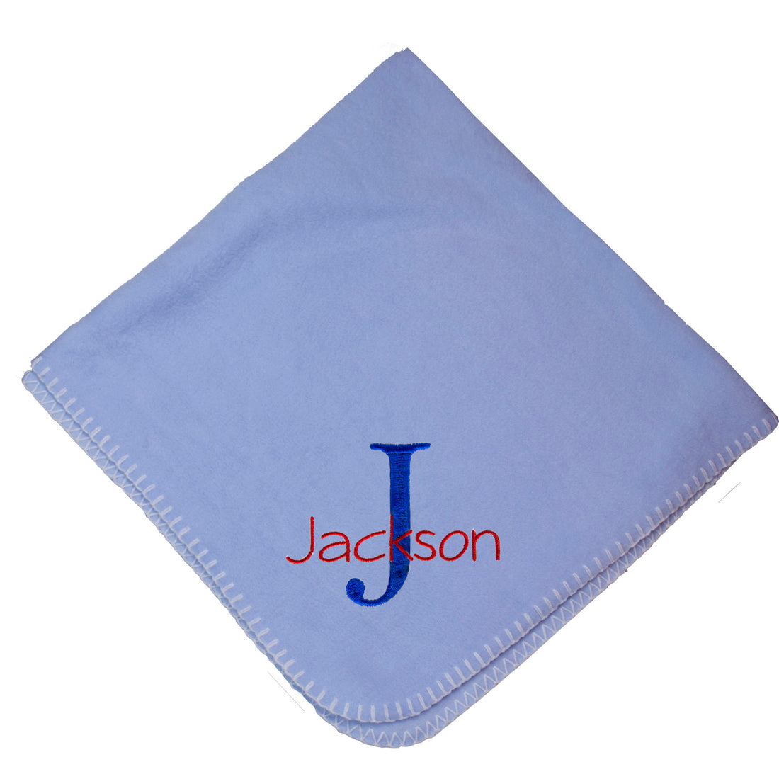 Embroidered Blue Baby Blanket - Name Initial - MyBambino.com