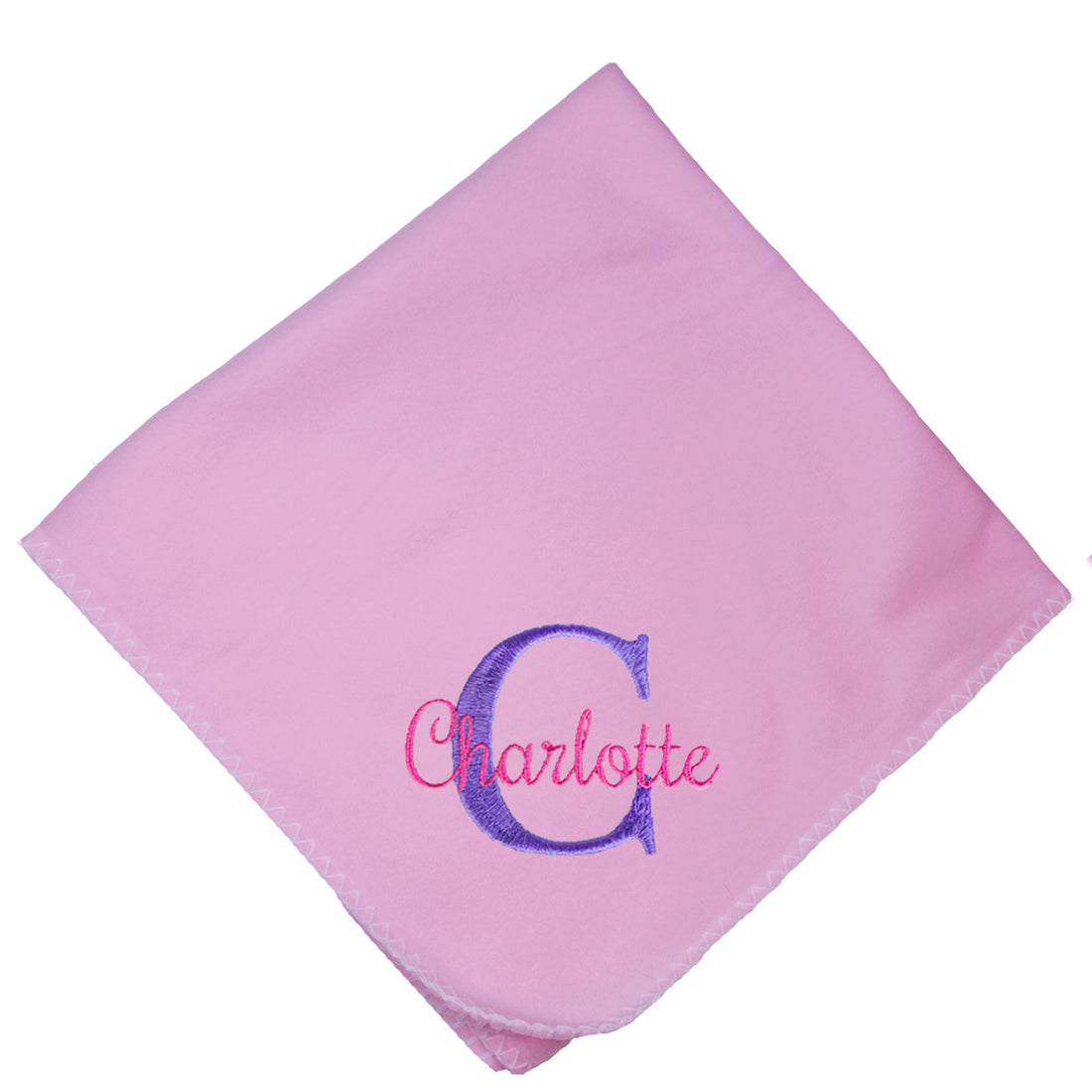 Embroidered Pink Baby Blanket - Name Initial - MyBambino.com