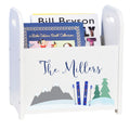 Personalized Book Caddy and Storage With Mountain Ski Design - MyBambino.com