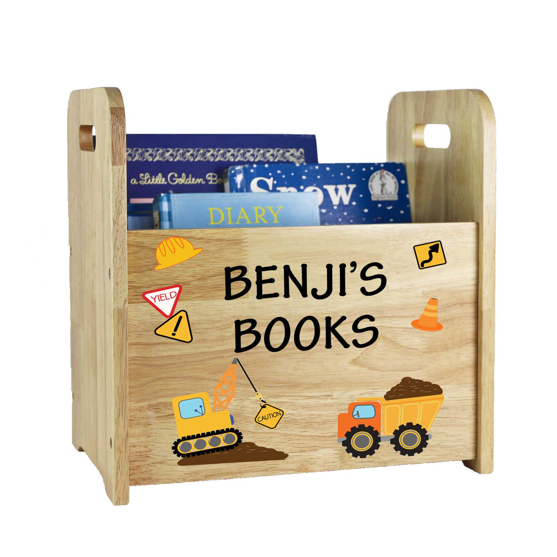 Personalized Construction Natural Book Caddy - MyBambino.com