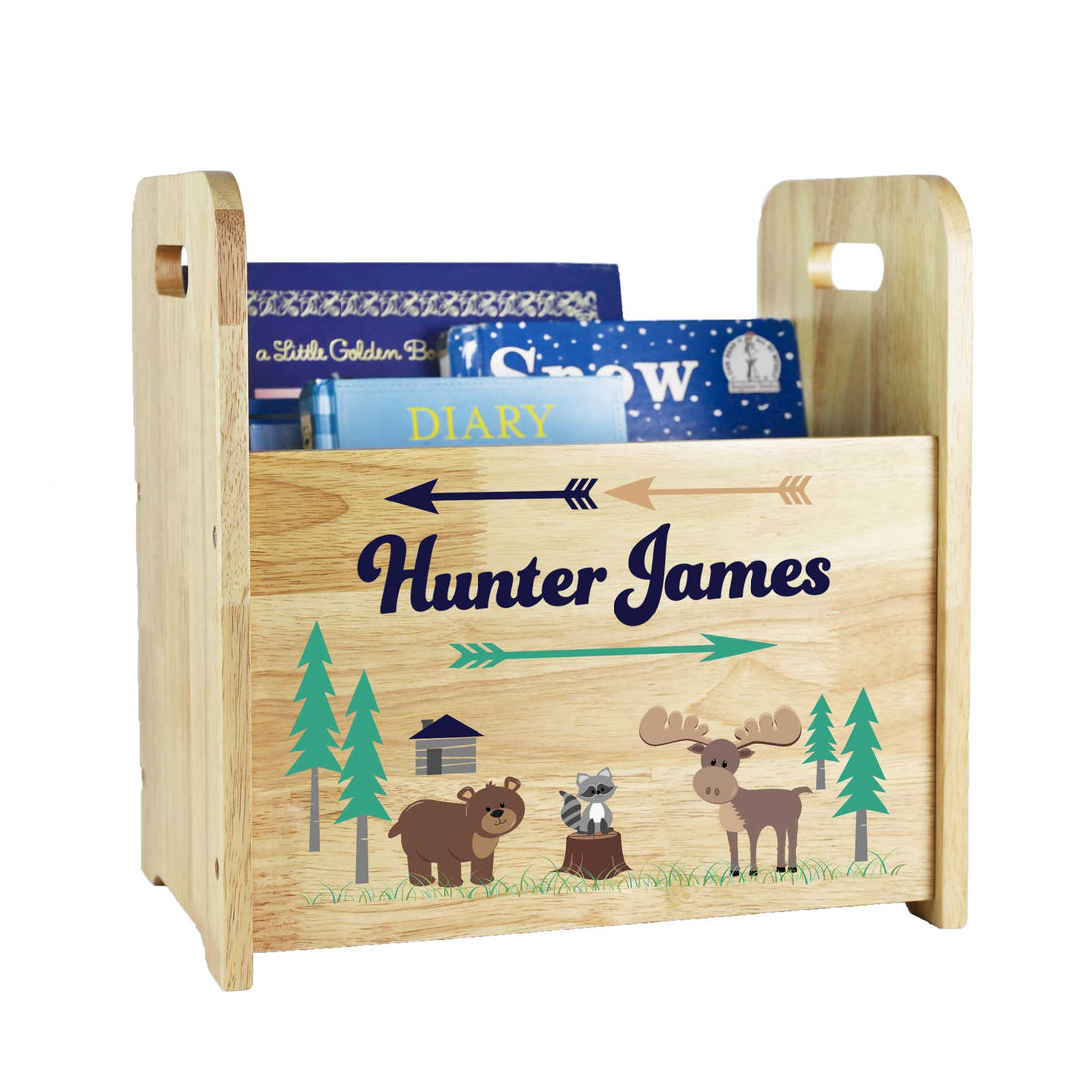 Personalized North Woodland Natural Book Caddy - MyBambino.com