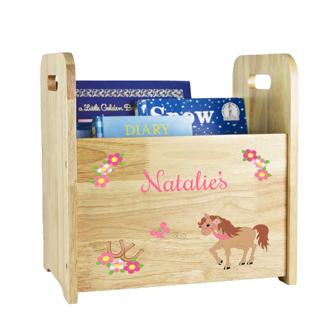 Personalized Pony Wood Book Caddy - MyBambino.com