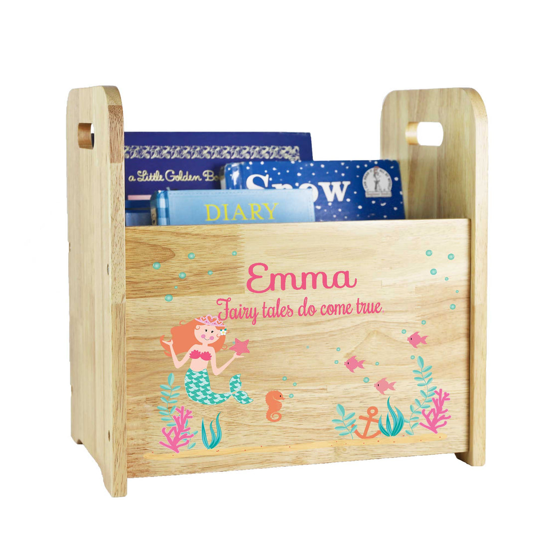 Personalized Little Mermaid Wood Book Caddy - MyBambino.com