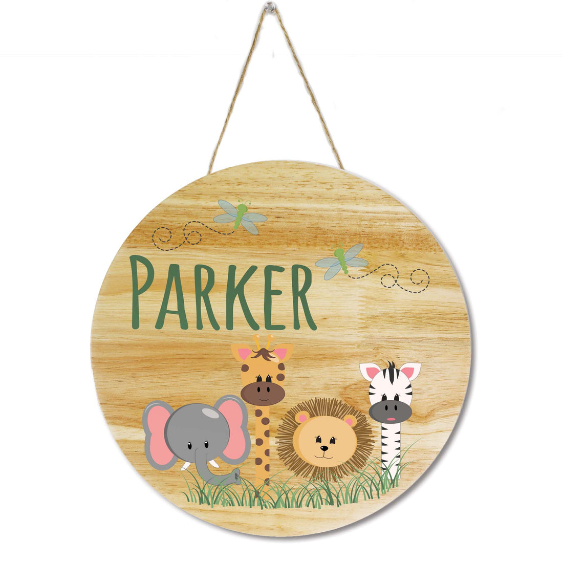 Wood Jungle Animal Circle Sign - MyBambino.com