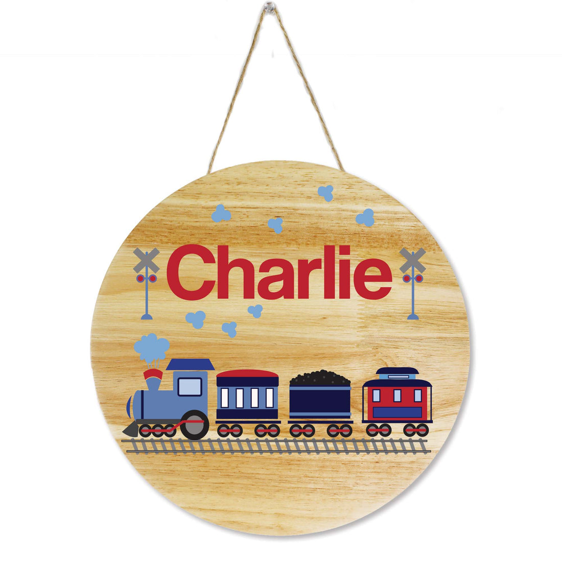 Wood Circle Sign - Train - MyBambino.com
