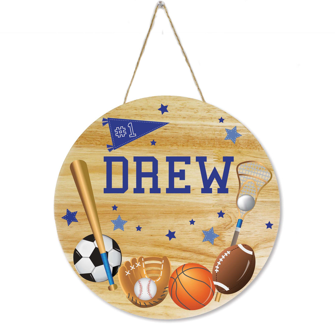 Natural Wood Circle Sign - Sports - MyBambino.com