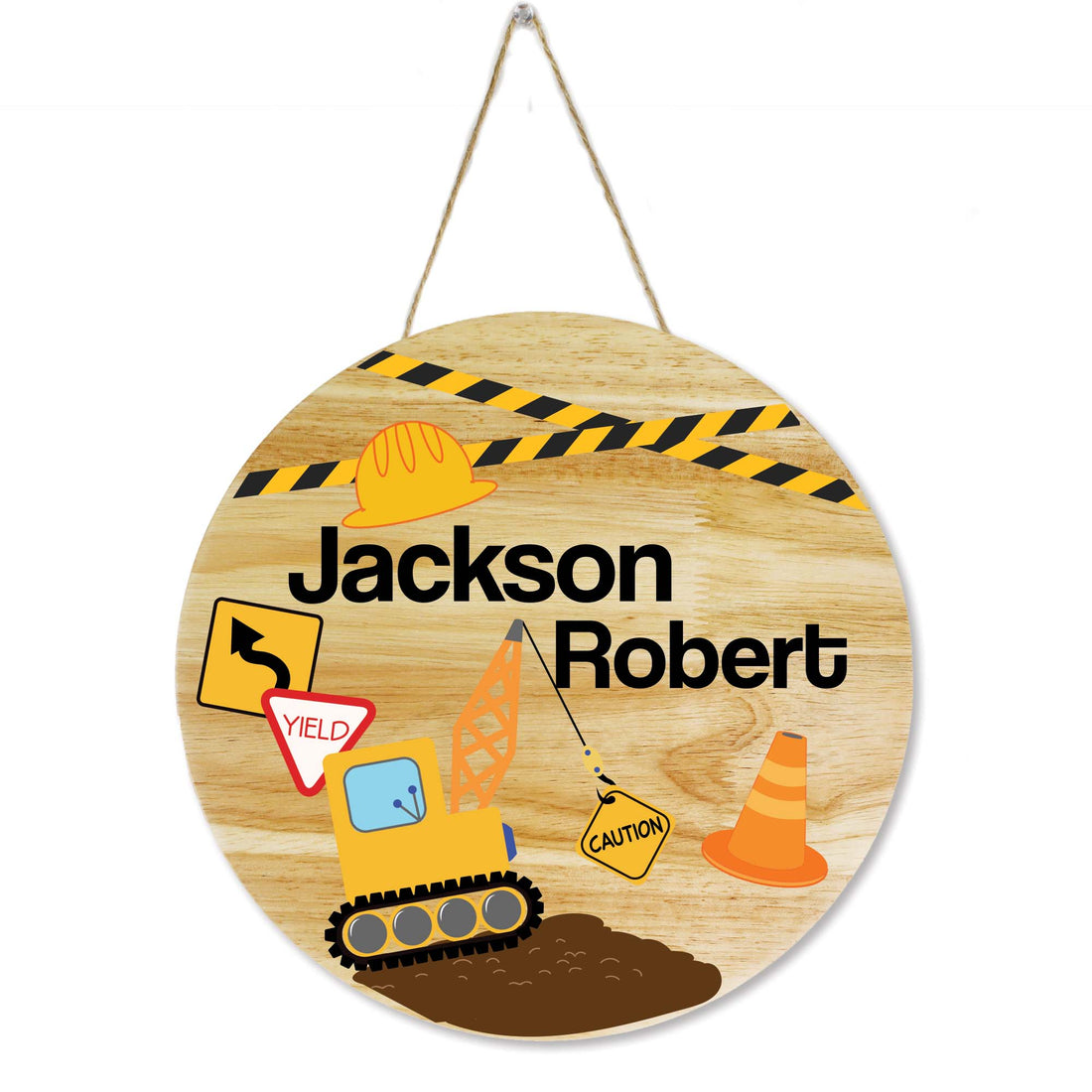Wood Circle Sign - Construction - MyBambino.com