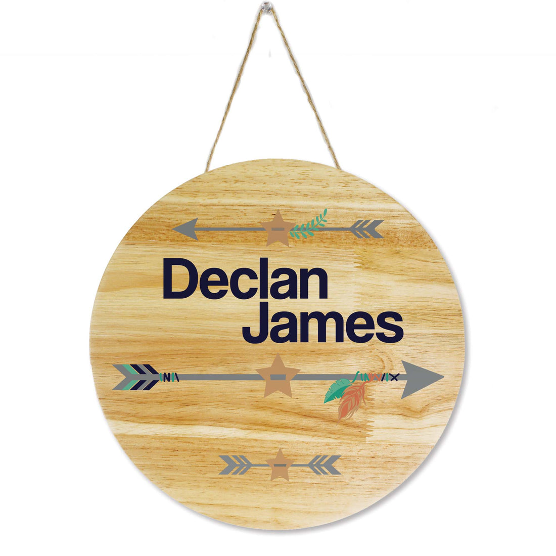 Wood Circle Sign - Tribal Arrow Boy - MyBambino.com