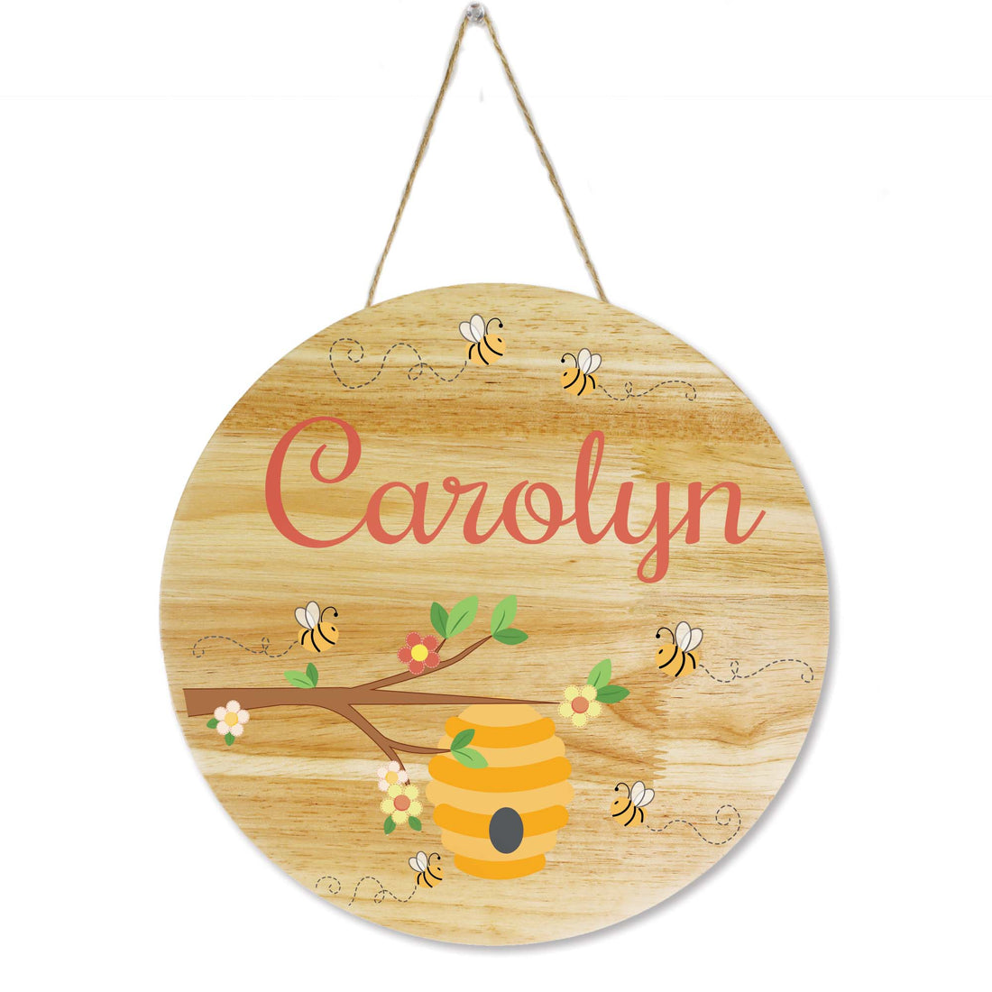 Wood Honey Bees Circle Sign - MyBambino.com