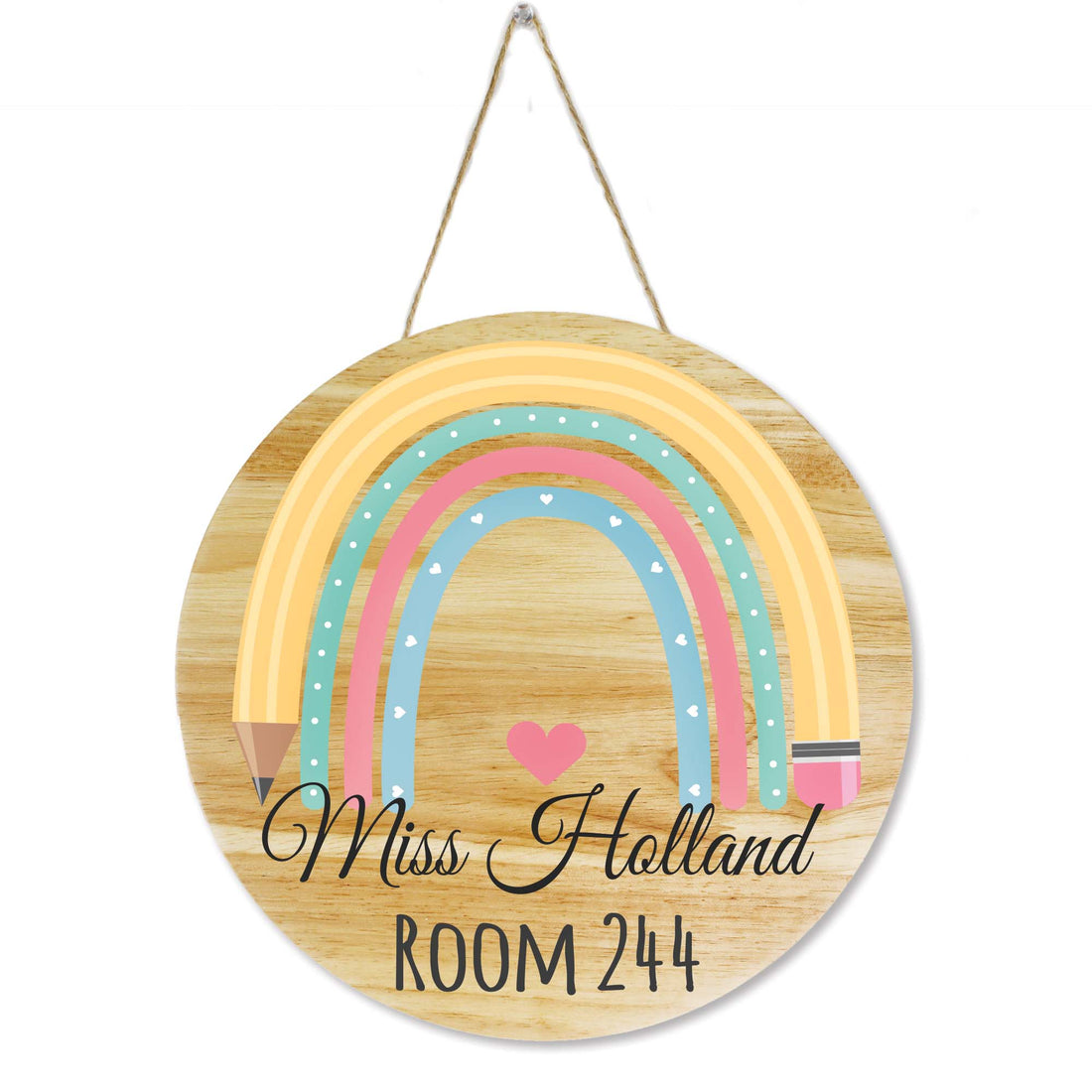 Wood Circle Sign - Teacher Rainbow - MyBambino.com